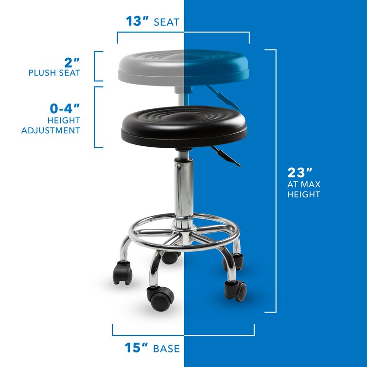 Mount It Height Adjustable Stool w Wheels Backless Rolling